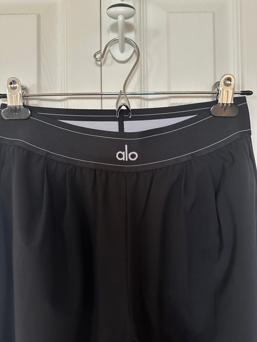 ALO Yoga Black Wide-Leg Active Pants with Logo Waistband